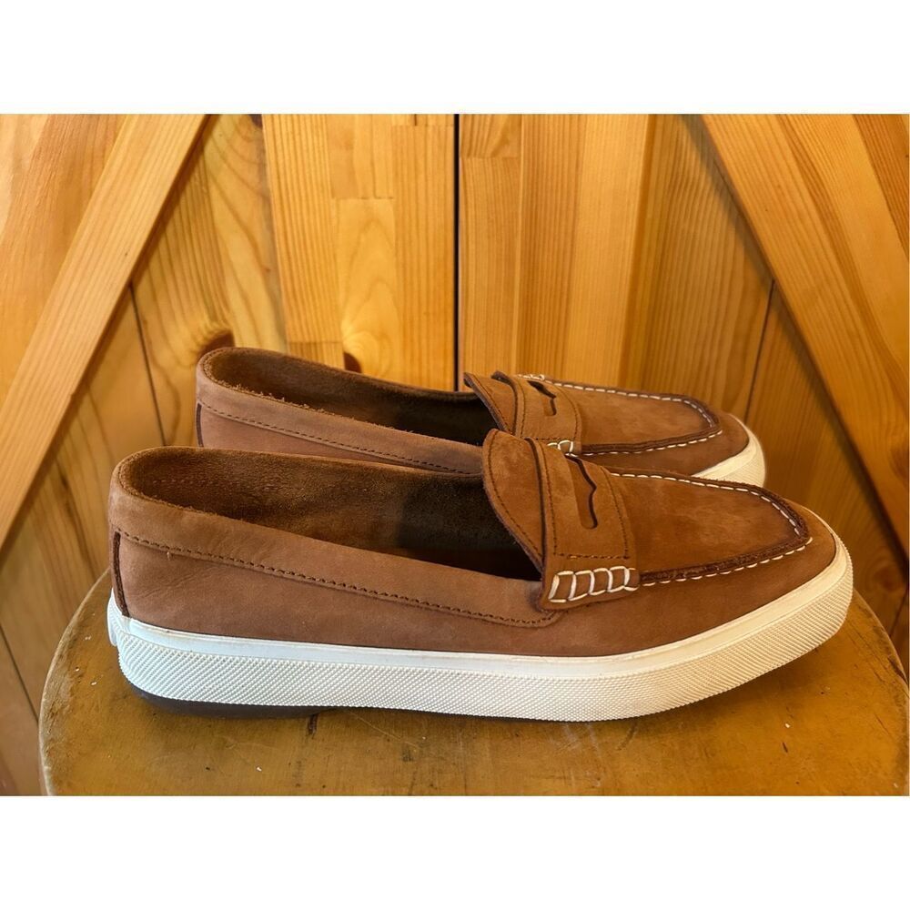 Superga Tan Suede Slip-On Loafers with White Rubber Sole